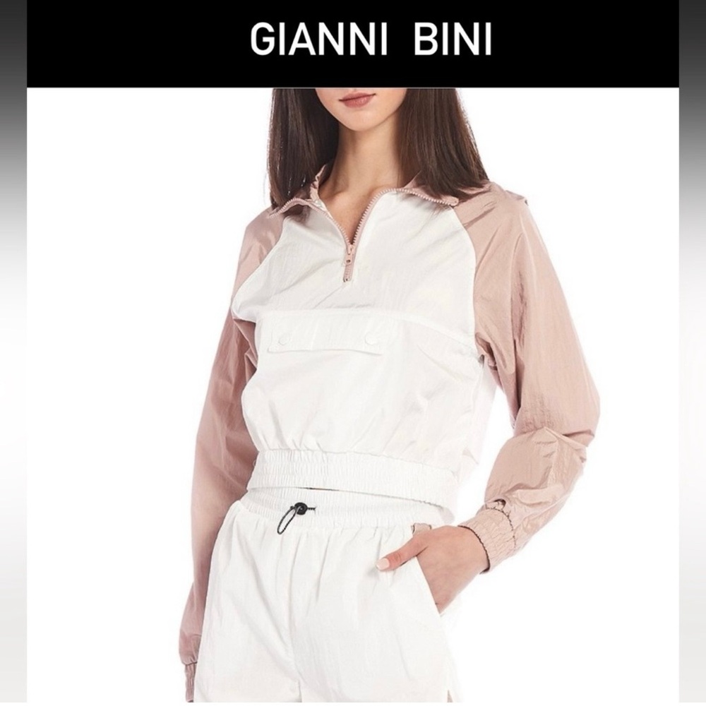 Lightweight Windbreaker Pullover Long Sleeves Cropped Colorblock Medium Top